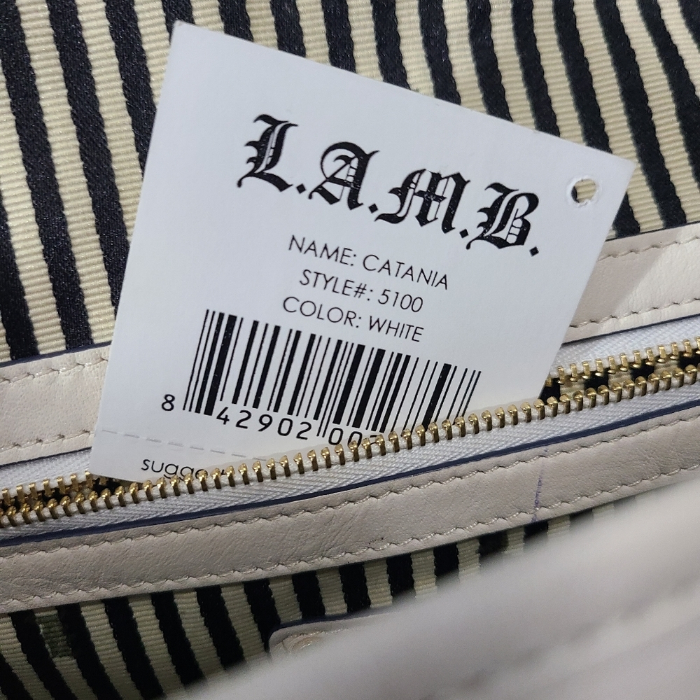L.A.M.B. by Gwen Stefani Frosted Pearl Clutch Leather Designer NWT - Picture 4 of 10